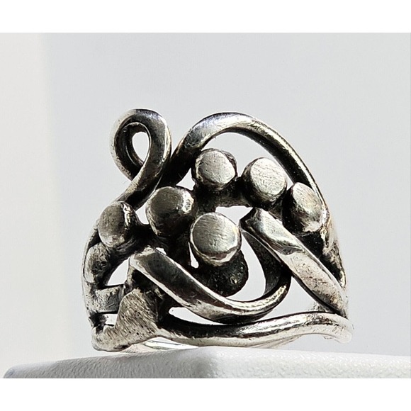 Vintage Handmade Sterling Silver Free-Form Ring SZ 9 - Picture 2 of 6